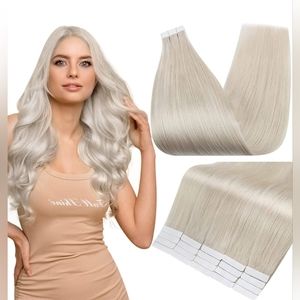 14" 100% Human Hair Tape In Extensions 20pcs 50g #1000 Ice Blonde
